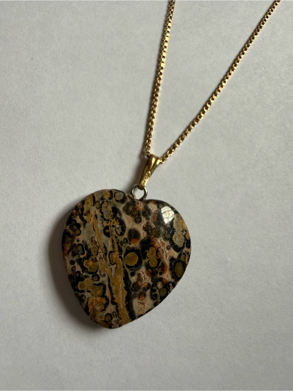 Heart-Shaped Leopard Jasper Pendant
